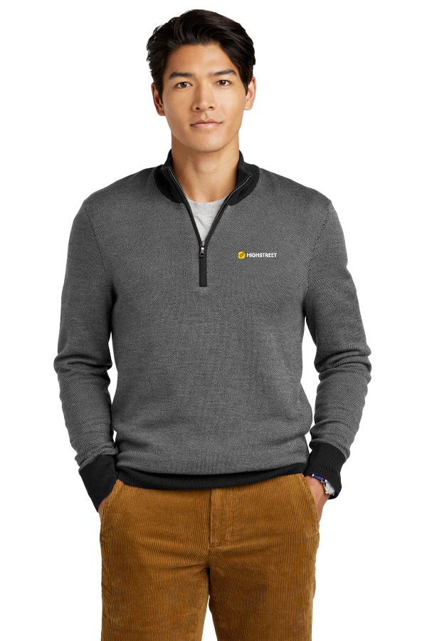 Brooks Brothers Mens Washable Merino Birdseye 1/4-Zip Sweater BB18412