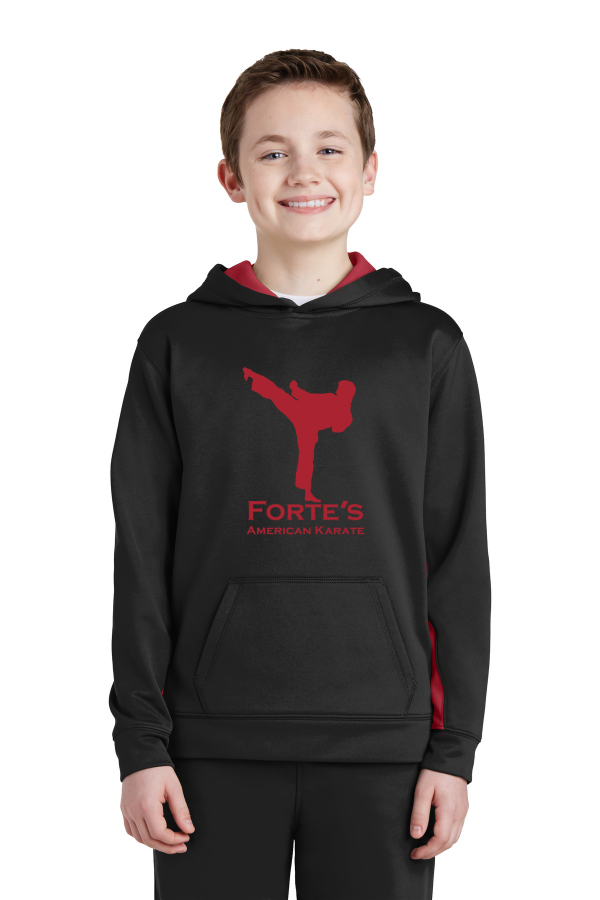 Sport-Tek Youth Sport-Wick Fleece Colorblock Hooded Pullover