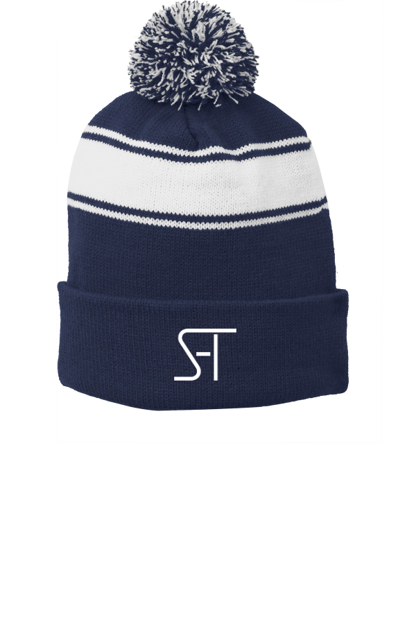 Stripe Pom Pom Beanie