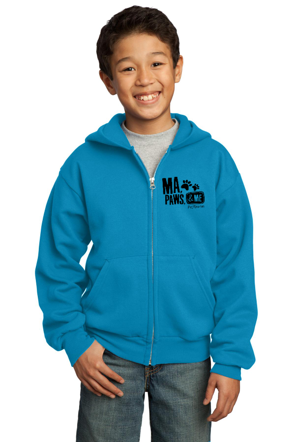 E5-Port & Company - Youth Core Fleece Full-Zip Hooded Sweatshirt.  PC90YZH