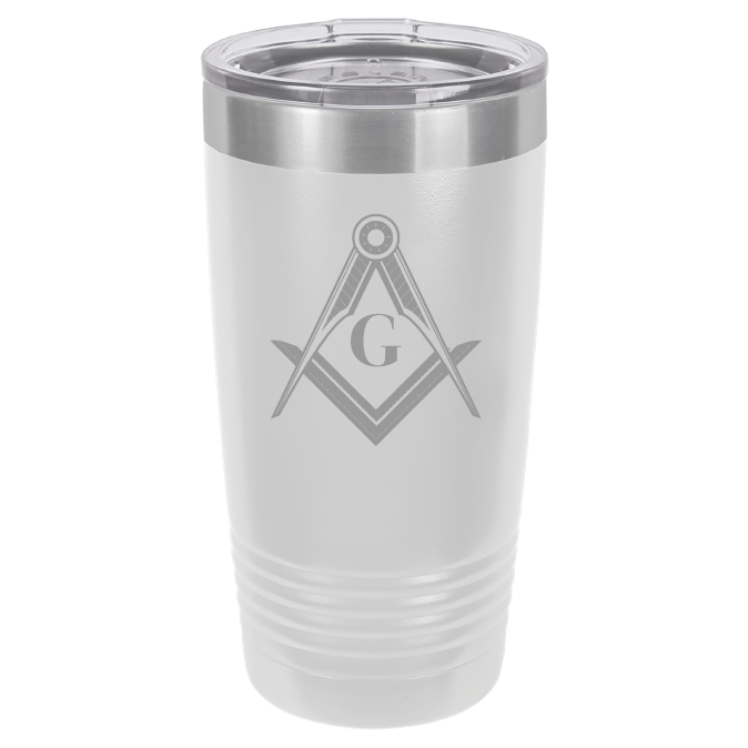 Polar Camel 20oz White Ringneck Vacuum Insulated Tumbler with Clear Lid