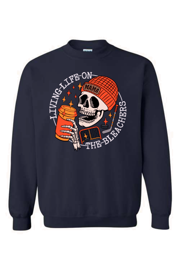 ORANGE Hockey Mama Livin' Life on the Bleachers Crewneck Sweatshirt