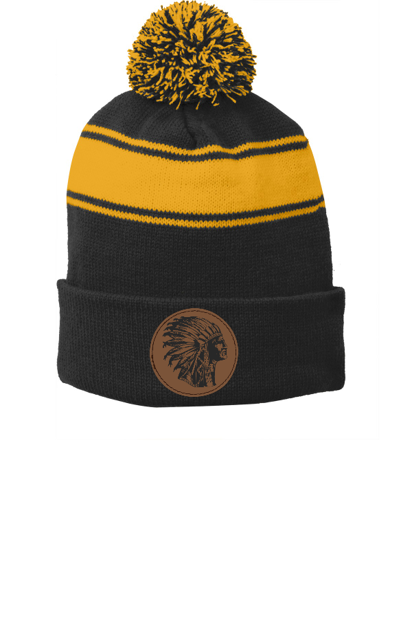 Stripe Pom Pom Beanie