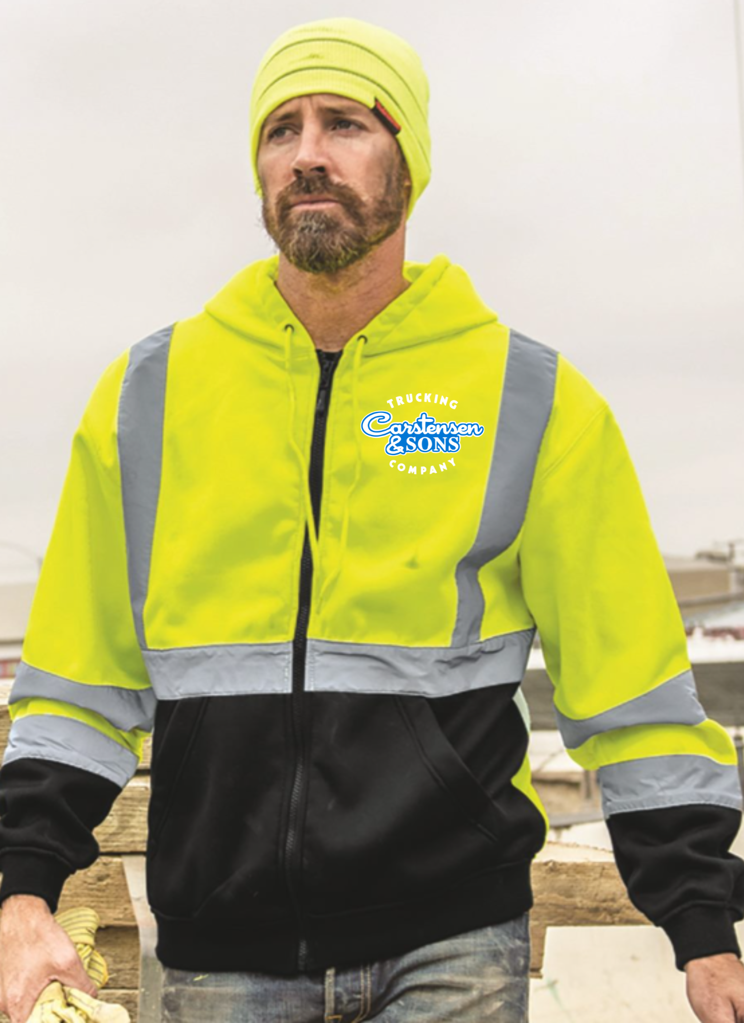 JS102-103 Hi-Vis Full-Zip Hooded Sweatshirt LCL