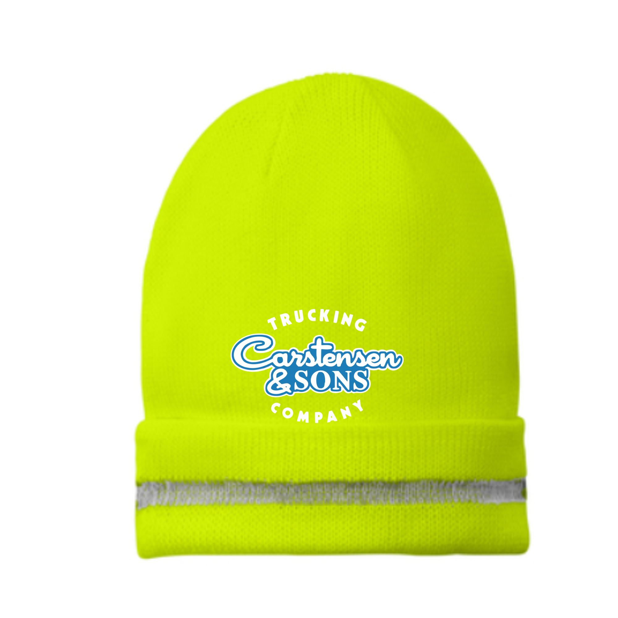 CS800 Enhanced Visibility Beanie with Reflective Stripe Carstensen Logo On the Front