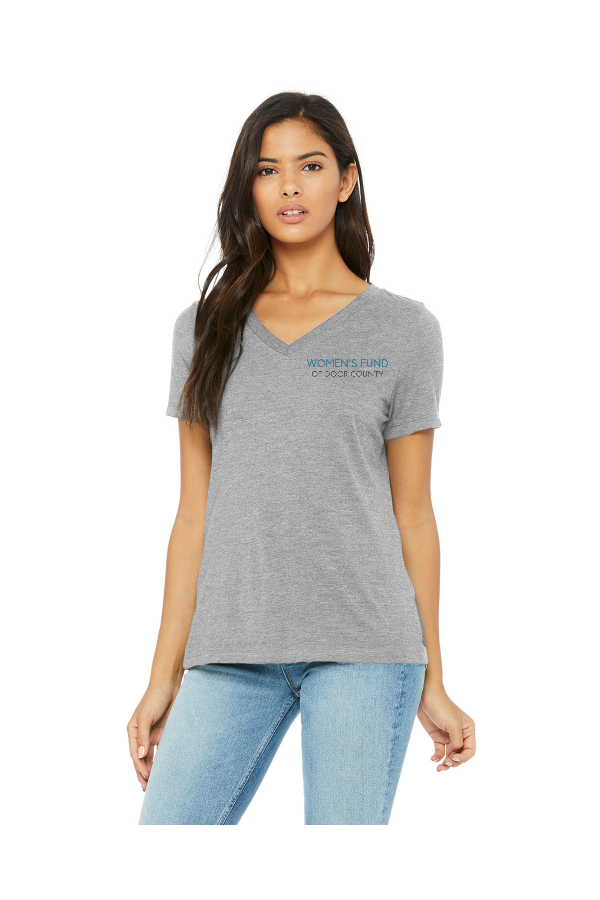 Ladies  Relaxed Heather CVC Jersey V-Neck T-Shirt