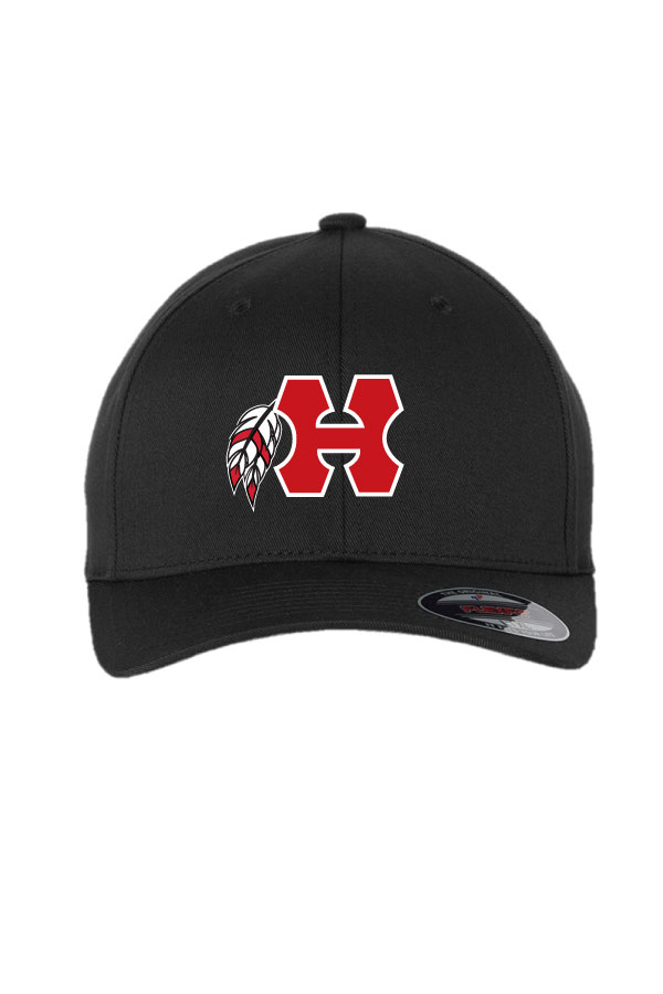 FlexFit hat, H with feather