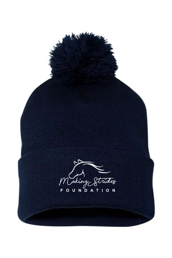 Making Strides Pom-Pom Cuffed Beanie