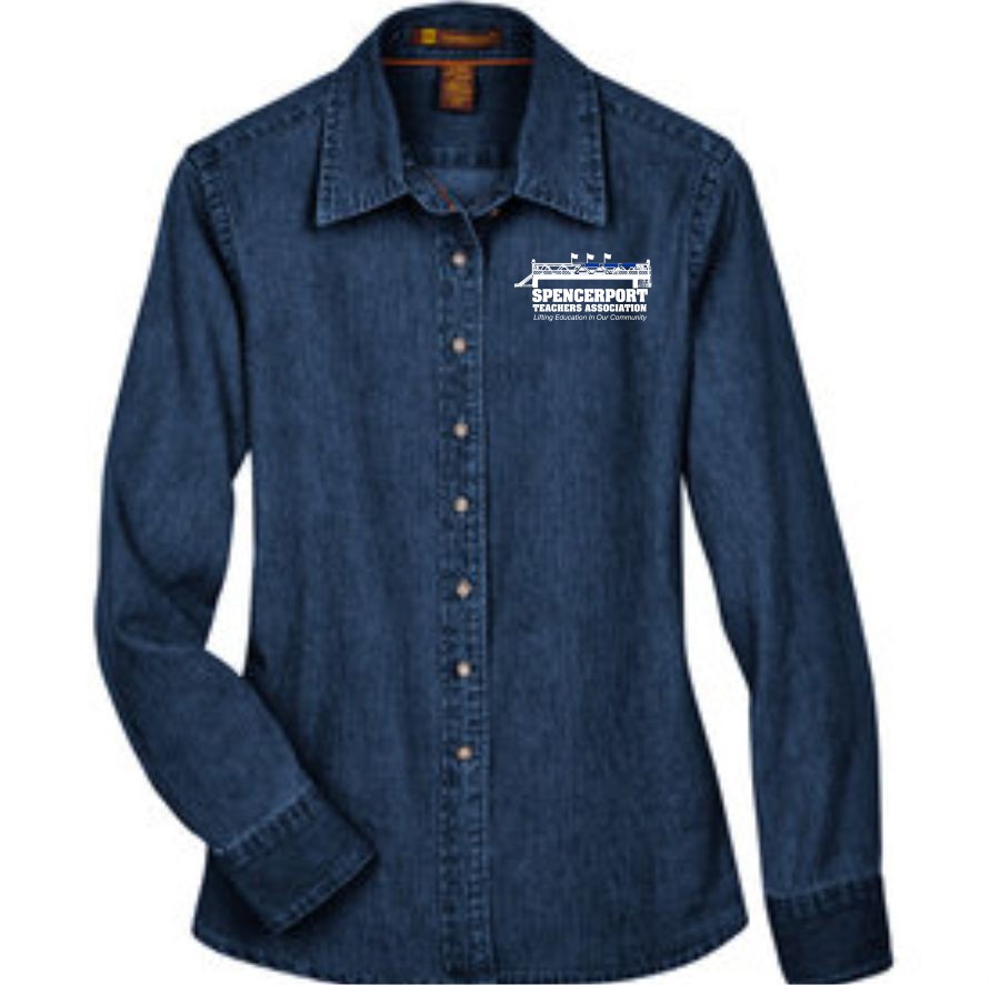 Harriton Ladies' 6.5 oz. Long-Sleeve Denim Shirt