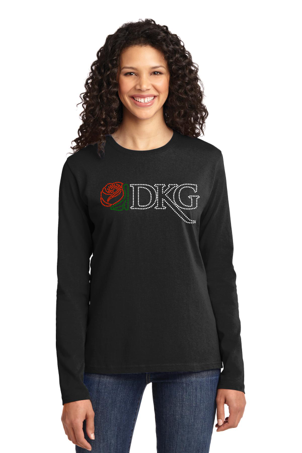 DKG Long Sleeve Tee - rhinestone front, screen print back