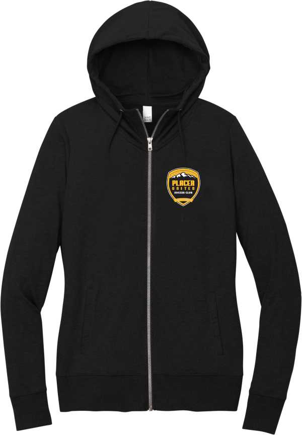 Ladies DT673 Featherweight Zip Up Hoodie w/ Embroidered Badge Logo