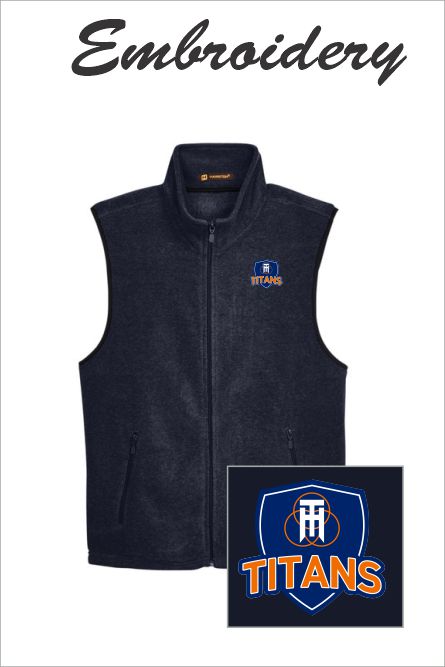 68 Harriton M985 Fleece Zip Vest with Left Chest Embroidery