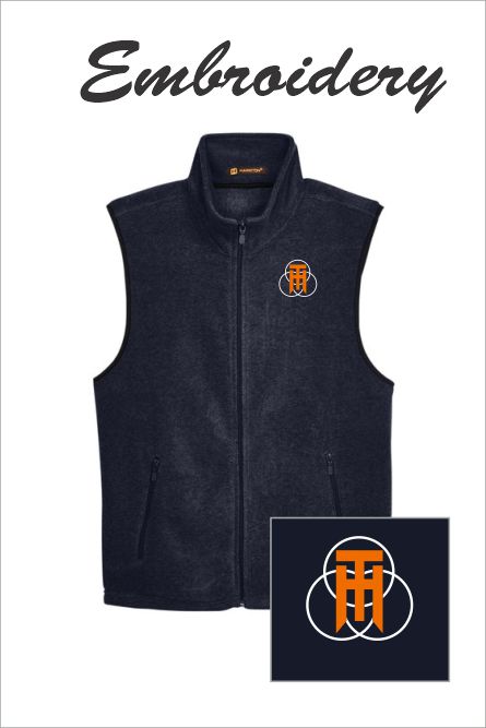 85 Harriton M985 Fleece Zip Vest with Left Chest Embroidery