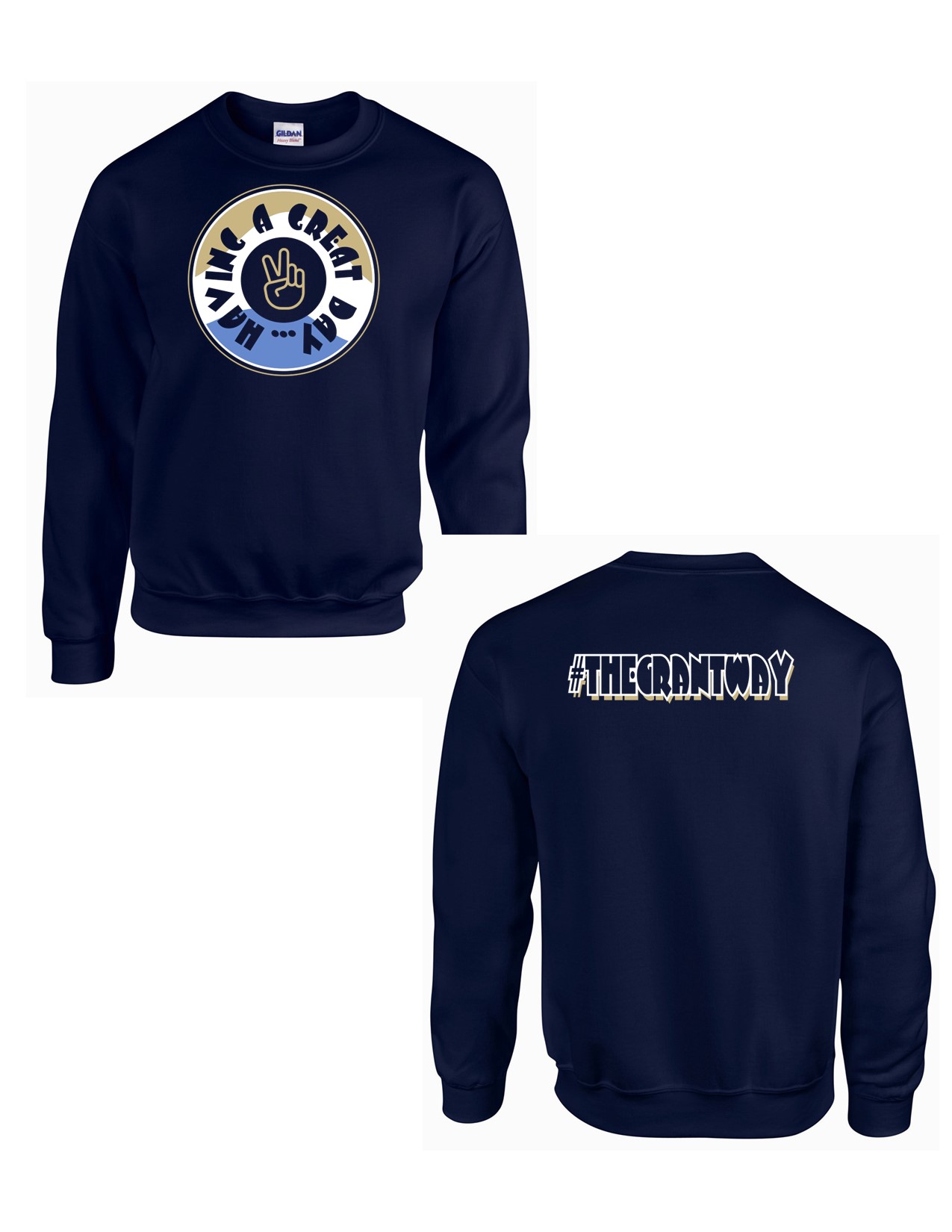 10 Gildan G180B Youth Crewneck Sweatshirt  with Retro Front and Back Print