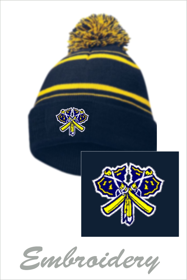 114 Holloway 223860 Homecoming Beanie Navy /Lt Gold with Embroidery