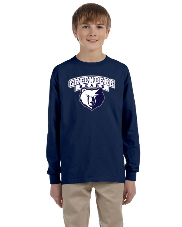 G29BL Youth Navy Long Sleeve Tee