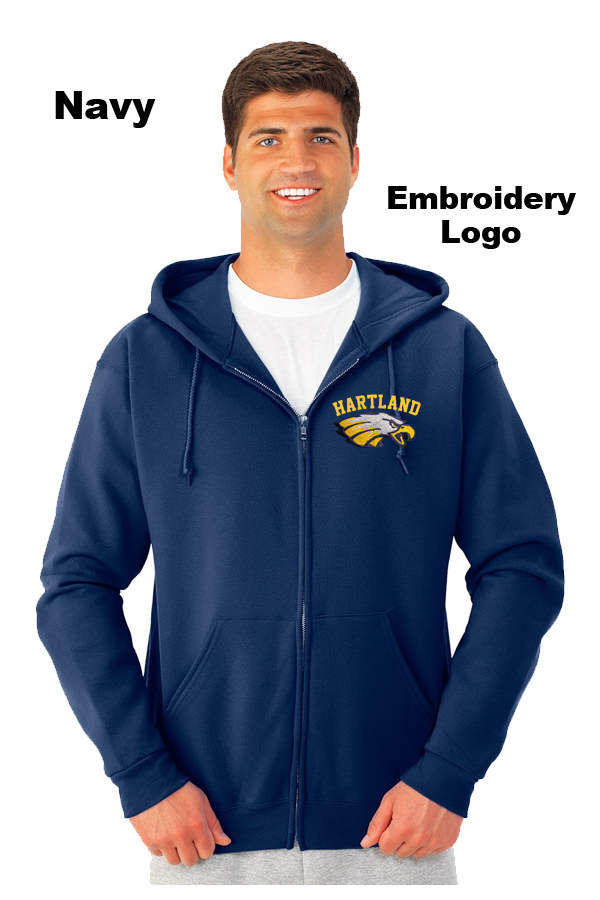 Adult Full-Zip Hooded Sweatshirt-Printed or Embroidered Logo-993M