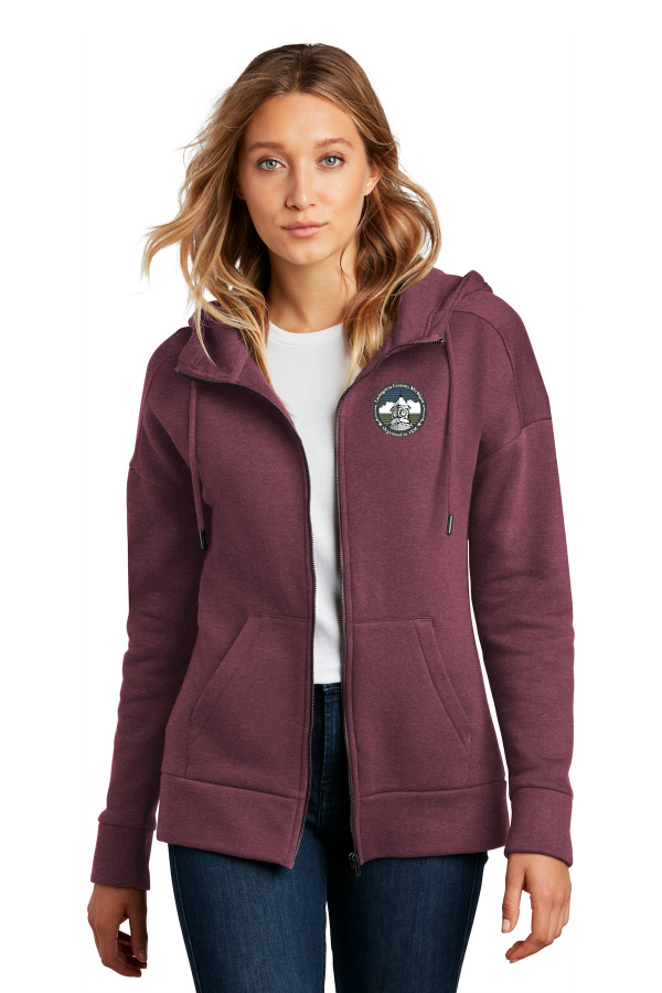 Ladies Fleece Drop Shoulder Full-Zip Hoodie - Embroidered Logo-DT1104