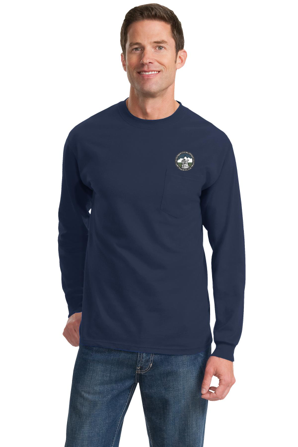 Adult Long Sleeve Essential Pocket Tee - Printed Logo-PC61LSP