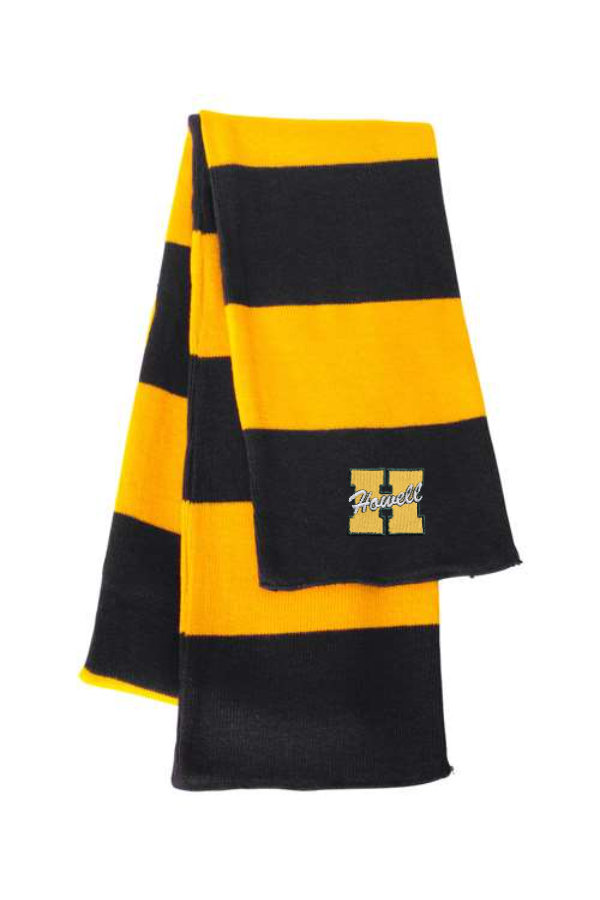 Striped Knit Scarf- Embroidered Logo