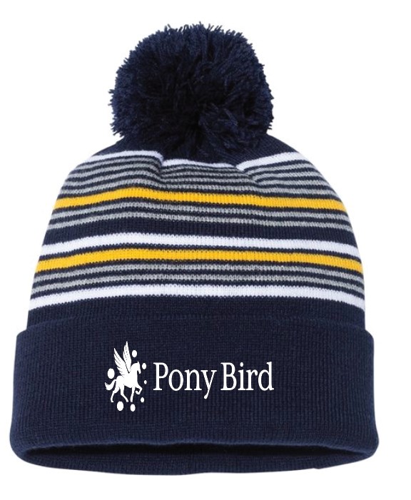 12  Striped Pom Pom Knit Beanie   SP60