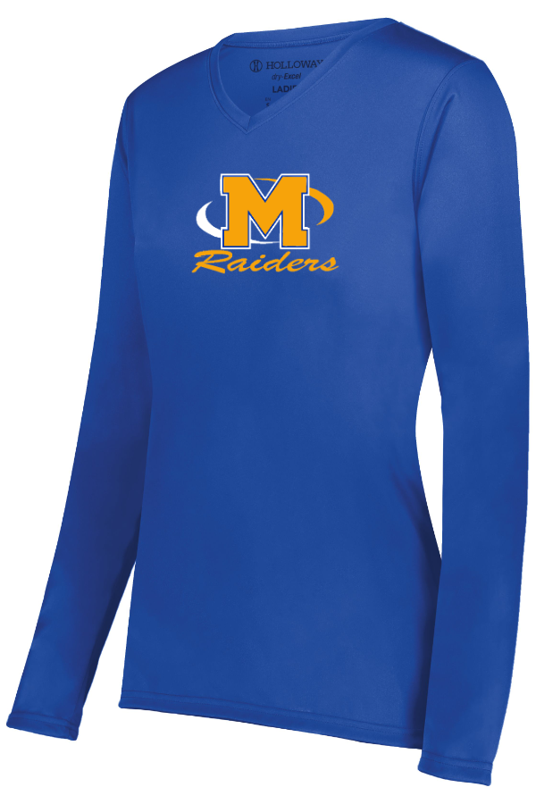 Ladies Vneck Performance Long Sleeve - Logo 23