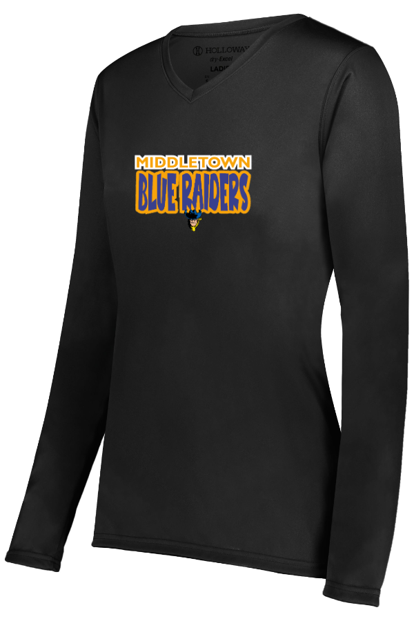 Ladies Vneck Performance Long Sleeve - Logo 28